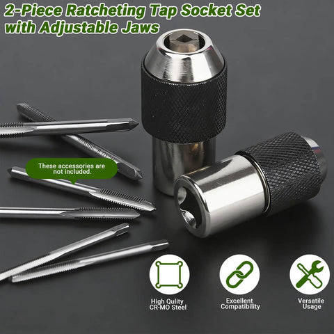 Beefy Ratcheting Tap Socket Set Two Piece With Adjustable Jaws For Tight Spaces Three Eighths Inch Drive Tap Holder