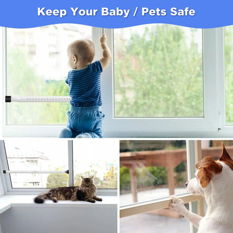 Adjustable 16 To 51 Inch Sliding Door Security Bar Set for Patio and Home 2 Pack used in windows for child and pet safety.