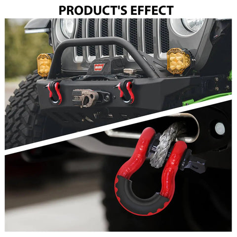 Badass Heavy Duty 2 Pack D Ring Shackles Delivered With 41887 Lbs Breaking Strength And A Solid 7 8 Inch Screw Pin installed on off-road vehicle.