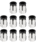 10-Pack Push To Connect Fittings 1/2 Inch OD Tube To 1/8 NPT Female Adapter Nickel Plated Brass Black