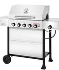 Five Burner Propane Gas Grill With Side Burner In Stainless Steel For Patio And Backyard 61,000 BTU Total Output 602 Sq In Cooking Space