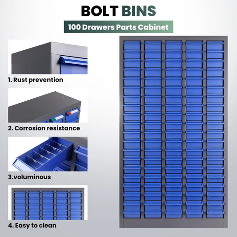 Heavy Duty 100 Drawer Parts Cabinet With ABS Plastic Drawers Adjustable Dividers And Label Holders Perfect For Tool Storage