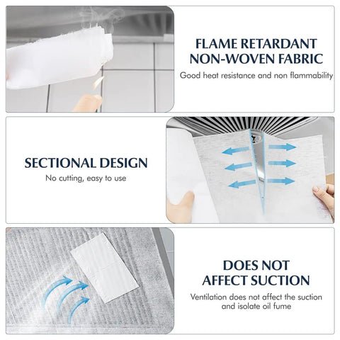 Range Hood Filter Sheets Nonwoven Fabric For Grease And Oil Protection Replacement Paper Roll Oil Proof Filter Paper Anti Oil Sticker White 10M Length Easy Install Durable Nonwoven Material For Cleaner Kitchen Vents with flame retardant and sectional design features.