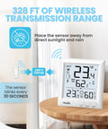 Front display of All In One Indoor Outdoor Weather Station Thermometer With Wireless Sensor, showing temperature and humidity.