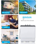 Slick Compact Twin Tub Portable Mini Washing Machine With Built In Drain Pump, ideal for home, RV camping, and dorms.