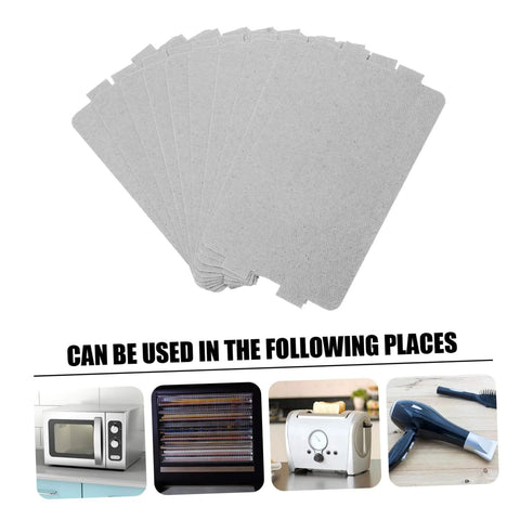 Microwave Mica Sheet Insulation Plates Set 10 Pack Heat Resistant Cuttable Mica Plate displayed with compatible appliances