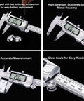 Digital Caliper With Large LCD Screen For Precise Measurements, Stainless Steel Vernier Micrometer Caliper, 6 Inch, Metal Housing