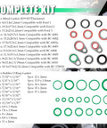 139 Piece AC O Ring Kit With 54 Rubber O Ring Assortment And 85 Compressor Gaskets In 12 Sizes For No Fuss DIY Friendly Tight Seal On Car AC Systems Durable Gasket Set For Automotive Service. Green and metal AC O-rings and gaskets sorted by size.