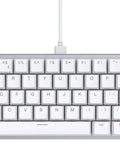 Solid Flex Compact Mechanical Gaming Keyboard With Heavy Aluminum Build Smooth Fox Switches Bright Per Key Rgb Full Nkro Support Uk Qwerty Mapping Sleek White Shell For Pro Setups top view with cables