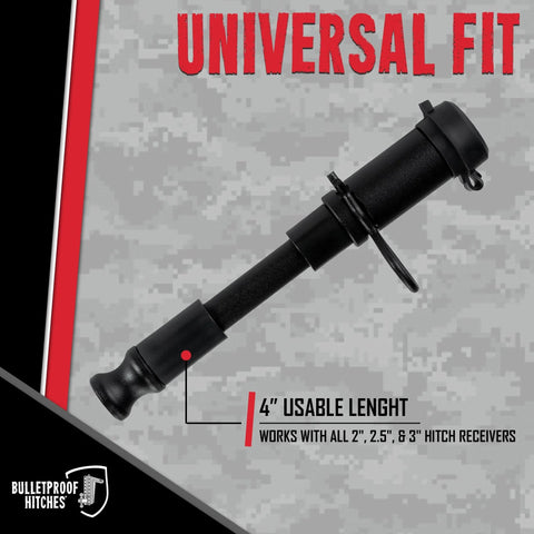 5/8 Inch Trailer Hitch Locking Pin For Universal Fit, Heavy Duty Stainless Steel With Weatherproof Rubber Cap, Black Finish