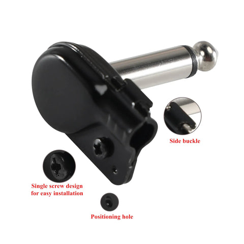 Solid 1/4 Inch Ts Patch Connector Right Angle 6.35Mm Cable Jack showing single screw design and side buckle for installation.