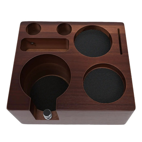 This Dead Easy Acacia Wood Coffee Tamper Station Keeps Your Espresso Gear Tidy And Quick To Grab Featuring Grippy Rubber Pads.