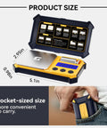 Pocket Gram Scale 300g x 0.01g High Precision Digital Scale for Jewelry and Powders, shown in open view and pocket size