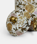 White Enamel Copper Water Dispenser With Lid And Tap, floral design on handcrafted Indian pot for drinking water storage