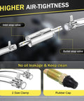 Two Pack Brake Bleeder Hose Kit With Nozzle Cap And Clamp For Cars, Bikes And EVs, One Way Check Valve Tube close-up view