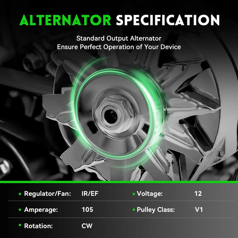 Close-up of Chrome One Wire Beefed Up 105 Amp High Output 10SI Alternator for GM Chevy 350 305 Small Block SBC viewed from front