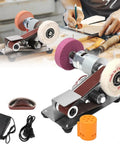 Top Shelf Mini Belt Grinder Sharpening Knife With Powerful Pure Copper Motor And Adjustable Speed Settings From 4000 To 9000 Rmin for precision grinding.