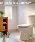 Ceramic Toilet Bolt Covers Decorative Bathroom Hardware Hand Painted Cactus Caps Quirky Garden Theme Water Closet Screw Caps Vibrant Green Succulent Design in a bathroom setting with a toilet.