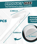 Two Pack Capless Gas Tank Funnel For Cars Durable Polypropylene Fuel Funnel Set For Automotive Maintenance size dimensions