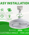 Ten Inch Screw In Ceiling Fan With Light Socket And Remote Controlled Dimmable Led Bulb Three Speeds slick compact fan installation with adjustable angle.