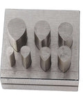 Heavy Duty Punch Die Disc Cutter Kit with 7 drop shape dies for jewelry making and metal crafting, flat bottom design visible.