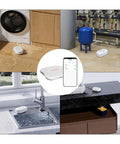 Smart WiFi Water Leak Detector For Home With Real Time App Alerts 2 4GHz Gateway And Six Sensors Keeps Your Phone In The Loop With Tuya App On iOS And Android placed by washer, sink, and pipe leak areas