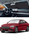 Mercedes-Benz C Class Sun Shade Windshield Cover For W205 W204 CLA CLS CL 2008 To 2024 installed on car, interior view