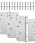 3 Pack Heavy Duty 304 Stainless Steel Door Hinges With Ball Bearings Built Like A Beast No Sweat Rust Protection Square 4X4 Inch Plates and screws.