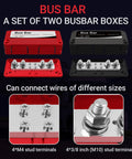 Kickass Heavy Duty 450A 48V DC Bus Bar Kit two red and black power distribution blocks with M8 studs for RV solar systems.