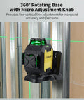 Pro Grade Green Beam Laser Level With Receiver Kit, 360 self leveling laser on metal wall for construction use