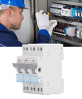 Manual Transfer Switch For 400VAC 63A 3 Pole DIN Rail Mount Isolating Circuit Breaker being installed by technician