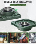 Two Pack UCF206-20 Pillow Block Bearing With Square Flange Four Bolt Mounted Self Aligning Bearings on display
