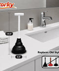 This Compact Beehive Mini Sink And Drain Plunger Is A Total Game Changer For Eliminating Stubborn Clogs In Kitchens And Bathrooms Fast While Protecting Your Surfaces With Nonmarking Rubber And A Sturdy T Handle on a sink.