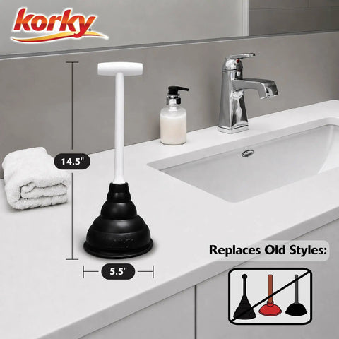 This Compact Beehive Mini Sink And Drain Plunger Is A Total Game Changer For Eliminating Stubborn Clogs In Kitchens And Bathrooms Fast While Protecting Your Surfaces With Nonmarking Rubber And A Sturdy T Handle on a sink.