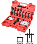 DAYUAN 12-piece steel bearing separator puller set in red case with 2- and 3-inch bearing splitters.