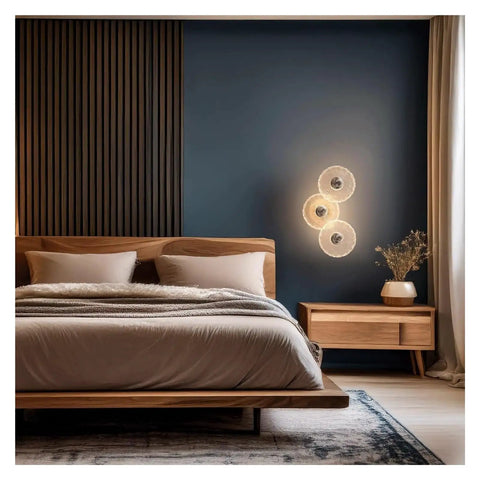 LMAPLUMP Wall Lamp Wall Sconce Modern Artistic Luxury Iron Textured Ripple Glass Light 3-Light Cluster LED in bedroom decor.