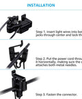 Installation steps for 12-Pack Low Voltage Landscape Wire Connectors for Outdoors with easy lock-in fasteners.