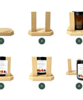 Label Application Tool For Jars And Bottles With Adjustable Height And Width Aligner Base And Two Sticking Columns in PLA bioplastic