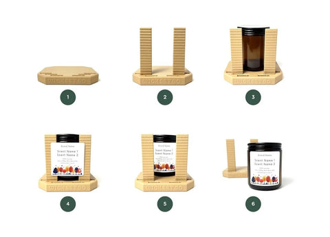 Label Application Tool For Jars And Bottles With Adjustable Height And Width Aligner Base And Two Sticking Columns in PLA bioplastic