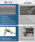 Comparison of rust-resistant T316 marine grade cable vs others, highlighting smooth surface and 1850 lbs strength for deck railing.