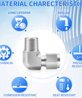 304 Stainless Steel 3/8 Inch Tube OD To 1/4 Inch NPT Male 90 Degree Elbow Compression Fitting with material characteristics