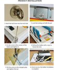Installation steps for Heavy Duty Electric Attic Ladder Hella Sturdy Telescopic Pull Down with detailed images of parts and assembly.