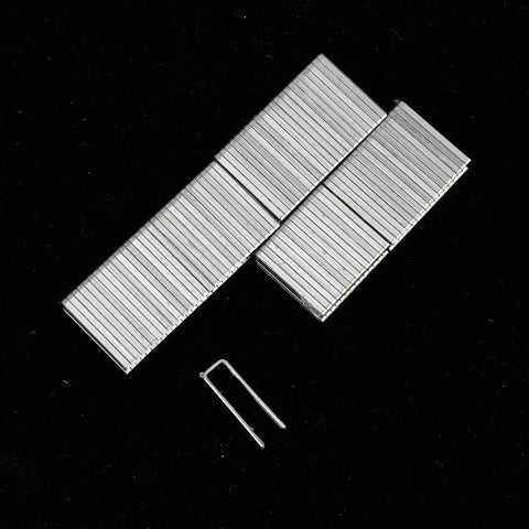 160 Piece Silver Plantation Shutter Repair Kit with Sturdy Louver Pins for Blinds Replacement Heavy Duty Durability showing silver staples and pin.