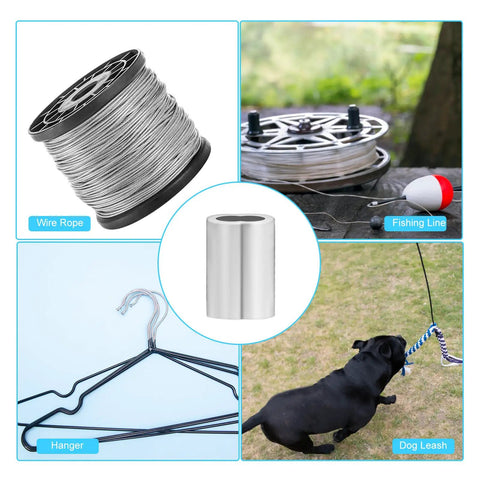 Heavy-Duty Aluminum Cable Crimp Sleeves Set Of 200 One Sixteenth Inch Loop Ferrules For Wire Rope Outdoor Indoor Use Built Tough For Fishing And Dog Leashes. Aluminum crimp sleeve for wire rope, fishing line, hanger, and dog leash use.
