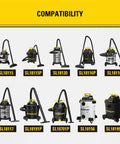 Image of compatible wet dry shop vacuum models for High Efficiency Replacement Cartridge Filter for 5-18 Gallon Wet Dry Shop Vacuums.