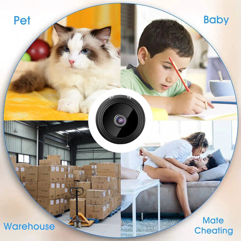 Monitor pets, babies, storage, and more with Tiny WiFi Spy Camera With Night Vision, for home and office security, in a 1.7" cube.