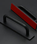 Self Adhesive Cabinet Handles 5.83 Inch Black Zinc Alloy Drawer Pulls No Drilling Stick On Handles For Kitchen Cabinets
