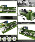 Shop Grade Benchtop Metal Lathe With Dual Chucks For Long Shafts Tubes 1100W Brushless Motor Variable Speed product display.
