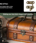 Two Piece Bronze Zinc Alloy Swing Arm Hasp Latch Set With Heavy Duty Mounting Screws For Jewelry Boxes Cabinets And Toolboxes on a vintage leather box.