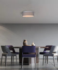 Dining room with Dope Drum Shade Flush Mount Ceiling Light With 15.75 Inch Diameter And 22W LED, Warm White 3000K Soft Diffused Glow